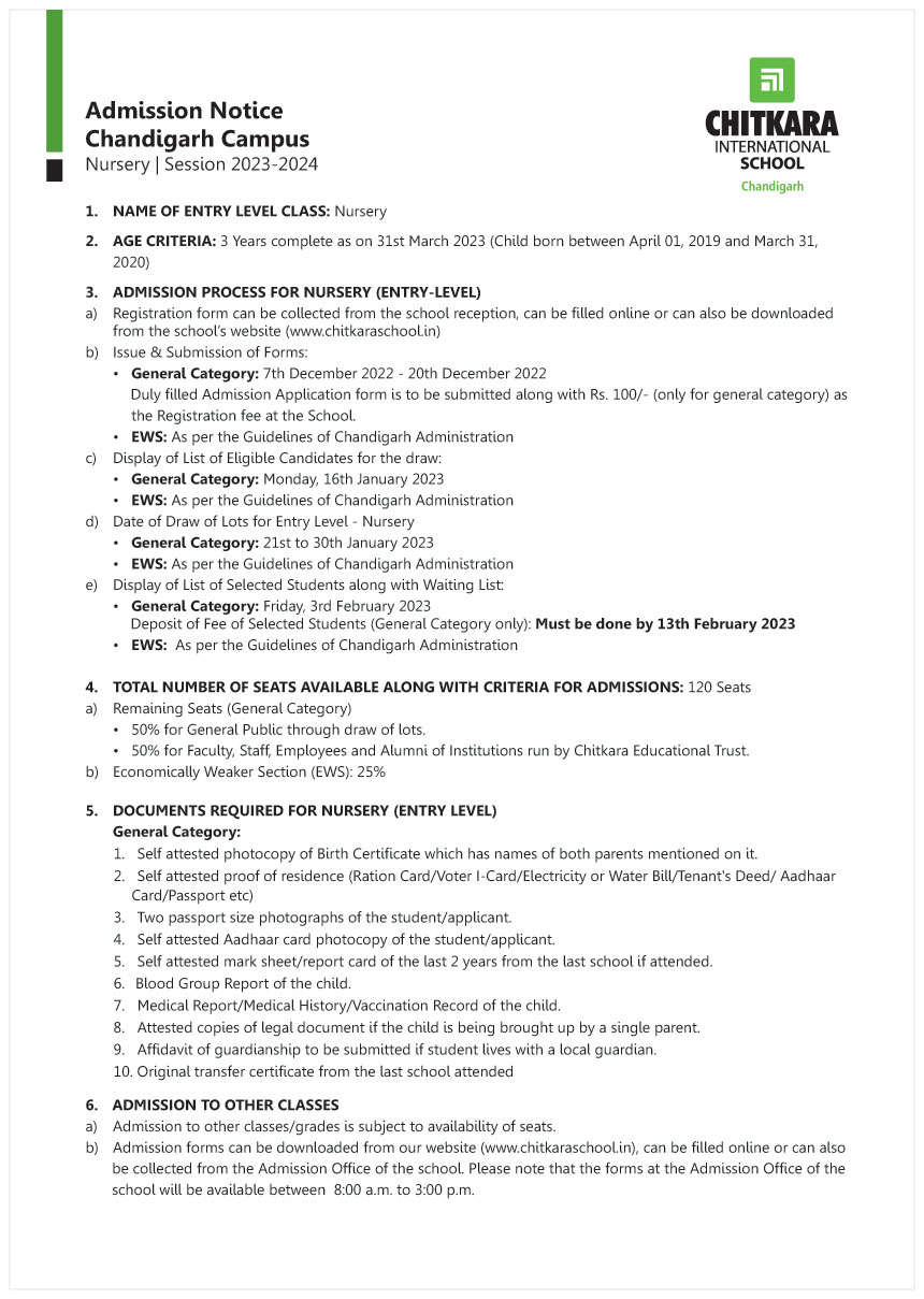 Admission Notice – Session 2020-21