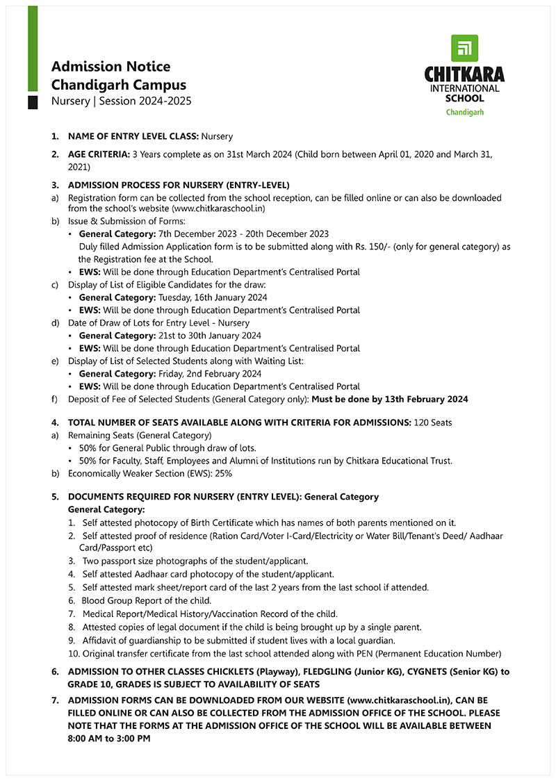 Admission Notice – Session 2020-21